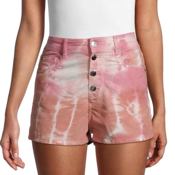 IRO INARZO Pink Tie-Dye Button Fly High Rise Shorts Women’s 26 Cotton Stretch - Picture 5 of 11